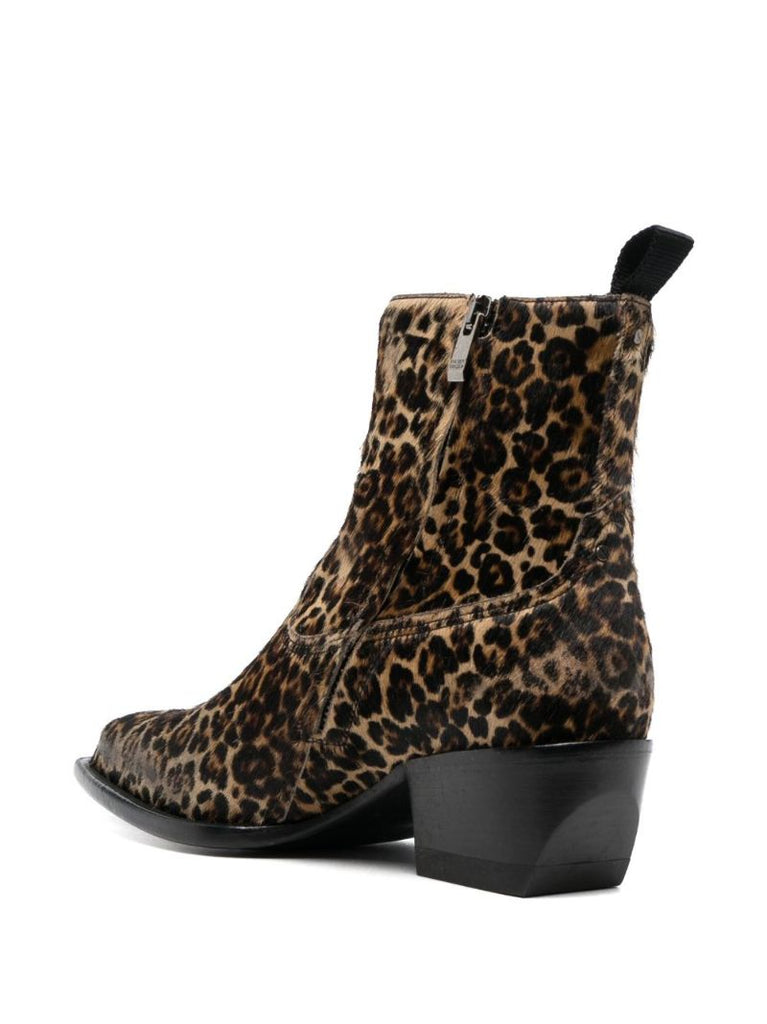 Brown Debbie 45 Leopard Print Leather Boots