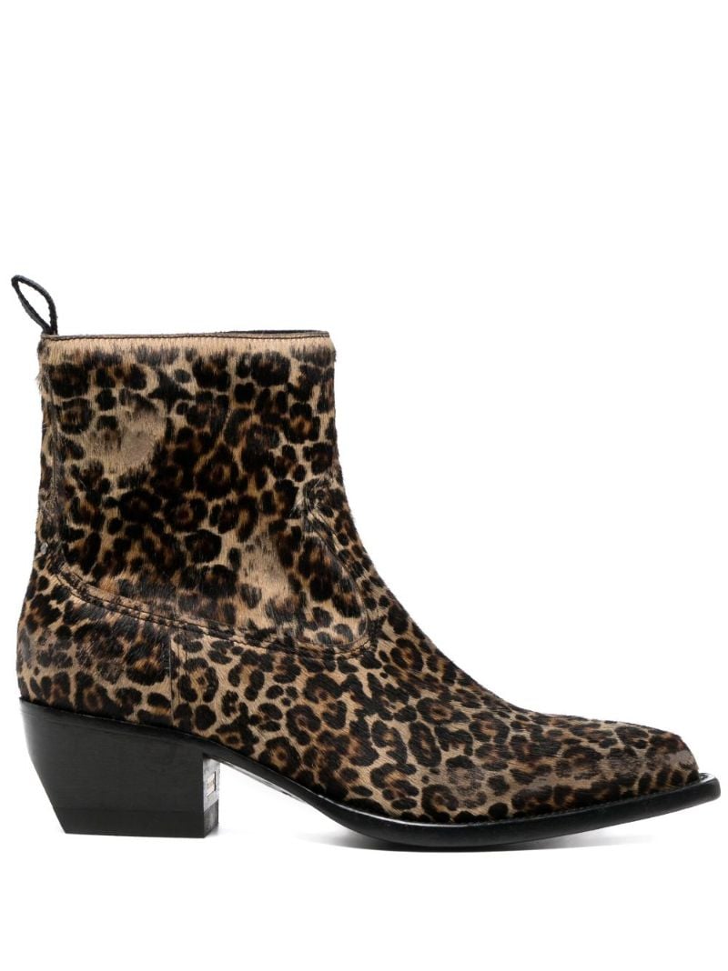 Brown Debbie 45 Leopard Print Leather Boots