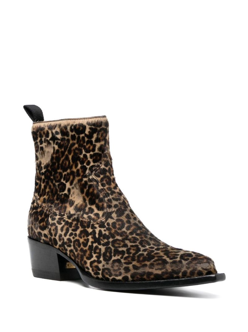 Brown Debbie 45 Leopard Print Leather Boots