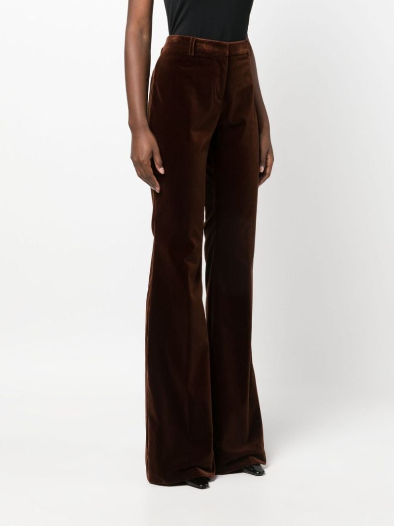 Brown Velvet Flared Trousers