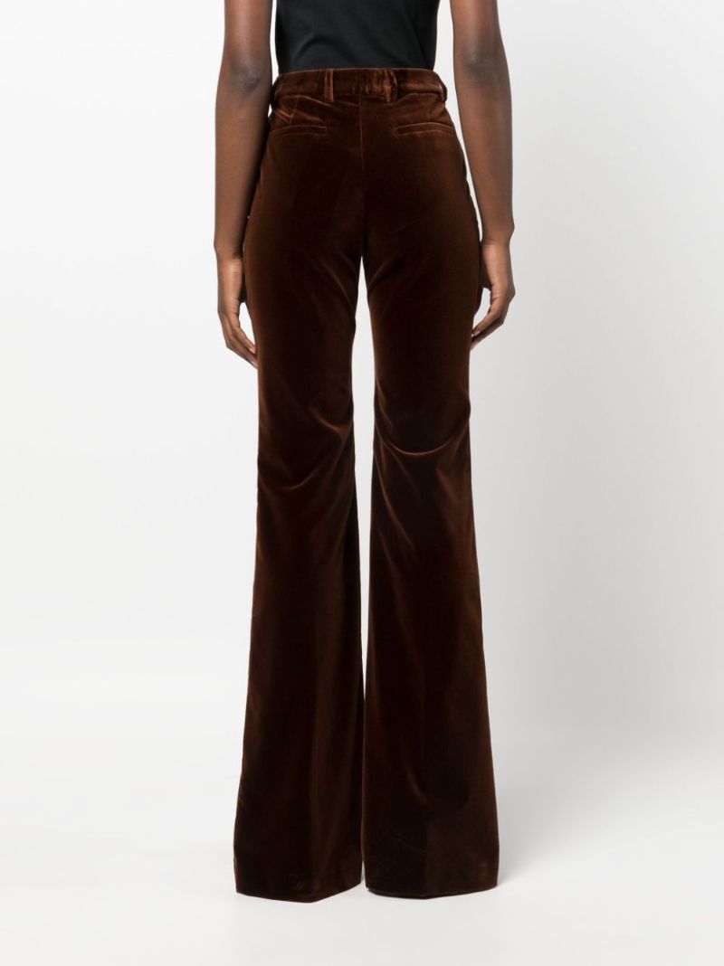 Brown Velvet Flared Trousers