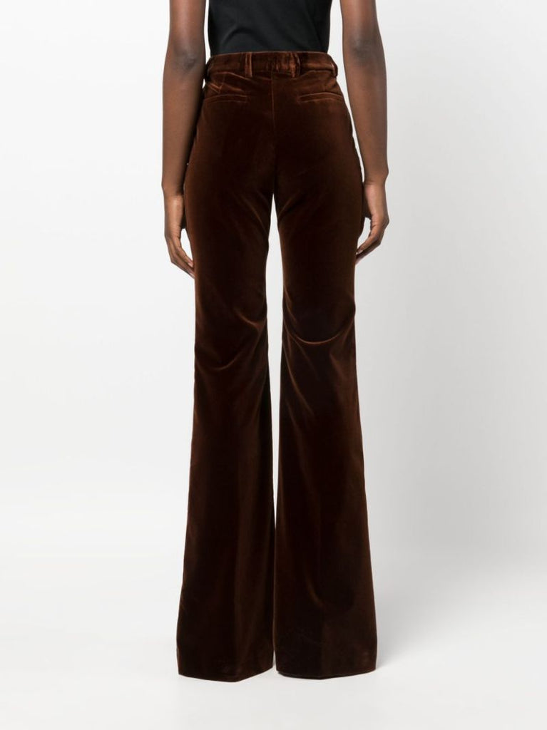 Brown Velvet Flared Trousers
