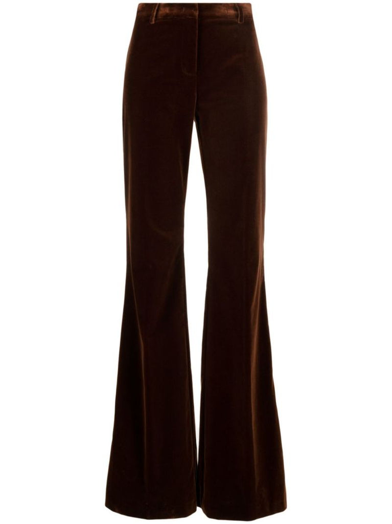 Brown Velvet Flared Trousers