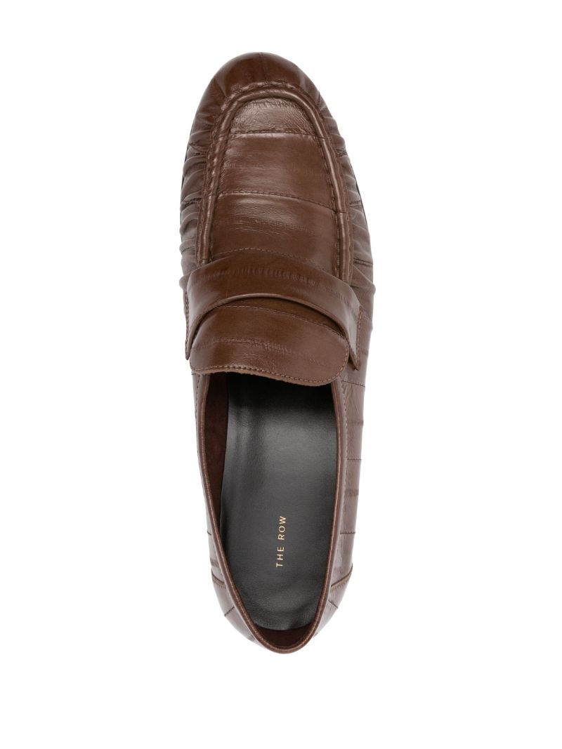 Brown Crocodile-embossed Leather Loafers
