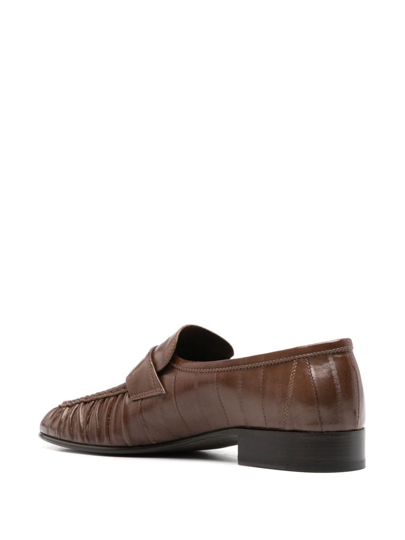 Brown Crocodile-embossed Leather Loafers