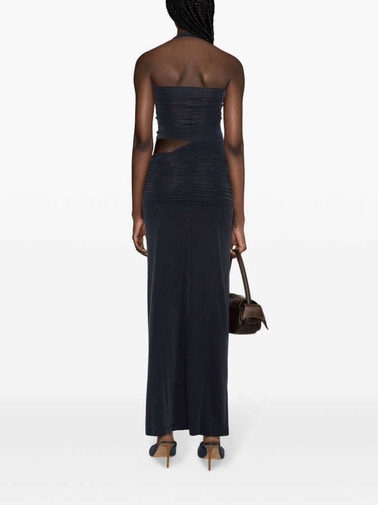 Blue Asymmetric Jersey Maxi Skirt