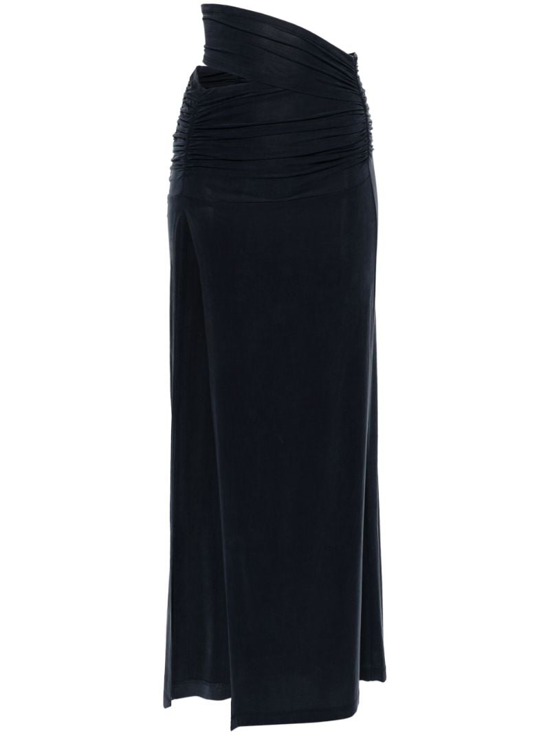 Blue Asymmetric Jersey Maxi Skirt