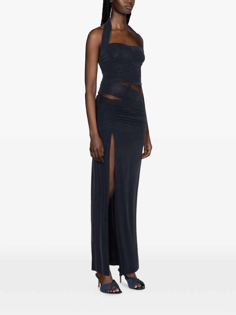 Blue Asymmetric Jersey Maxi Skirt