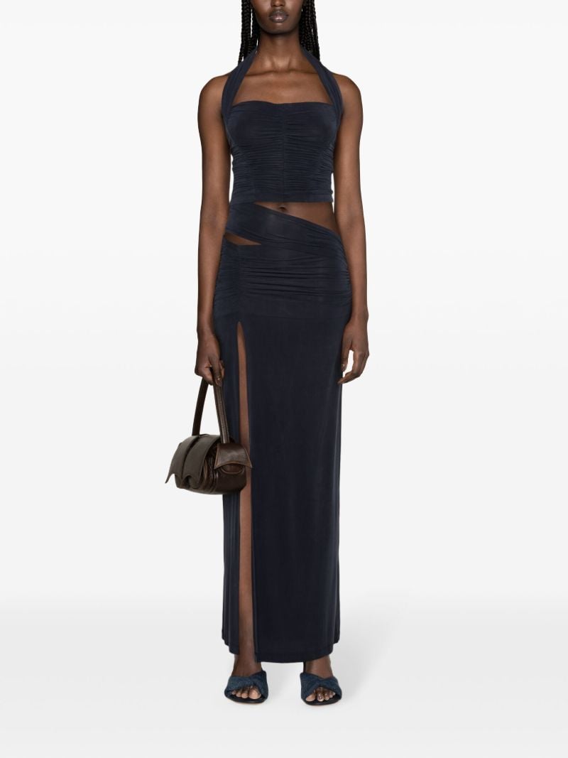 Blue Asymmetric Jersey Maxi Skirt
