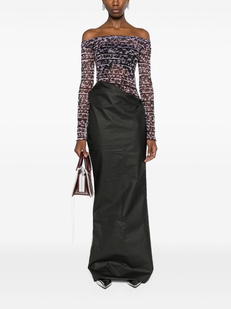 Pink Abstract-print Mesh Top