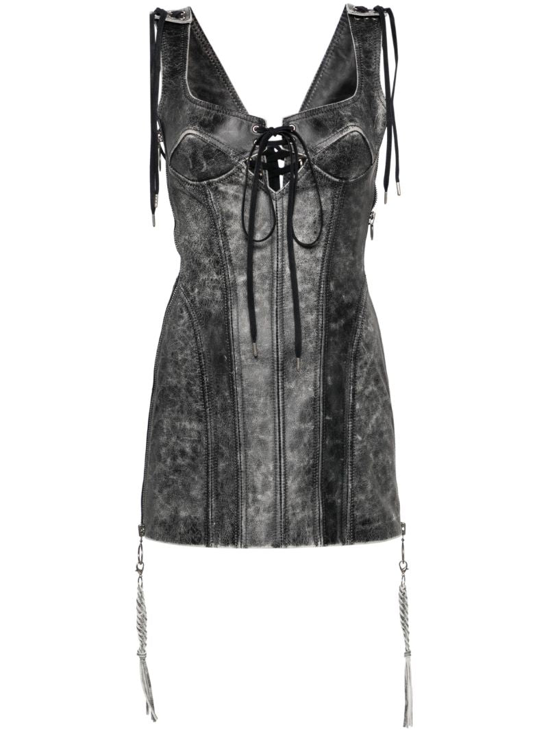 Black Nihil Moto Leather Mini Dress