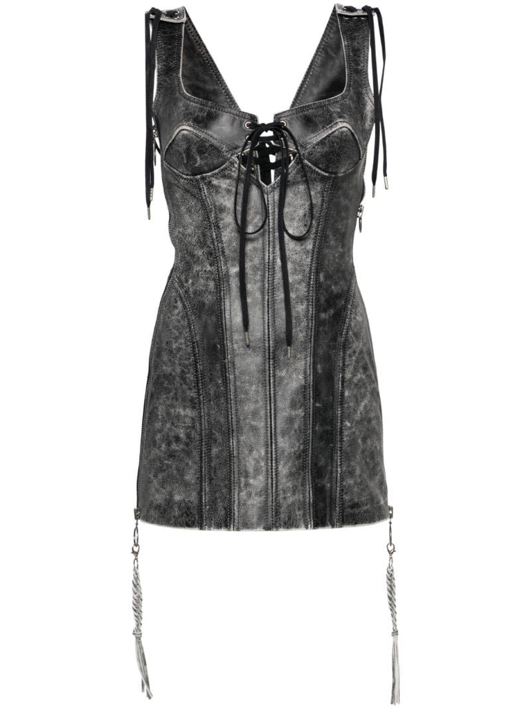 Black Nihil Moto Leather Mini Dress