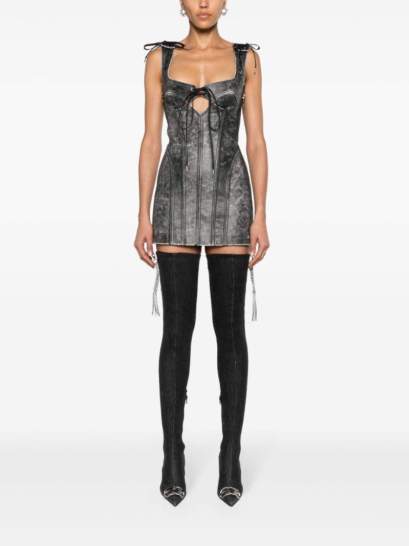 Black Nihil Moto Leather Mini Dress