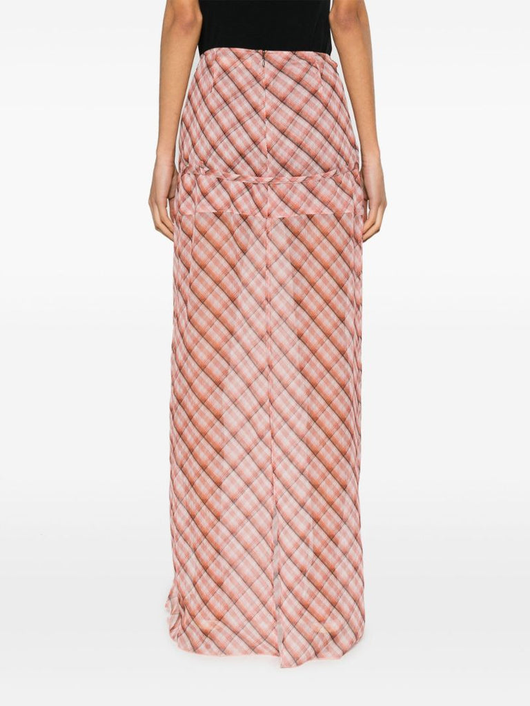 Pink Thrall Checked Maxi Skirt