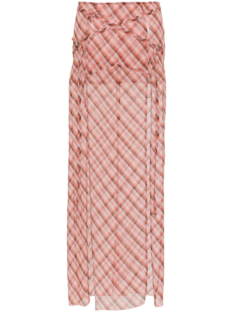 Pink Thrall Checked Maxi Skirt