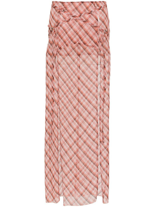 Pink Thrall Checked Maxi Skirt