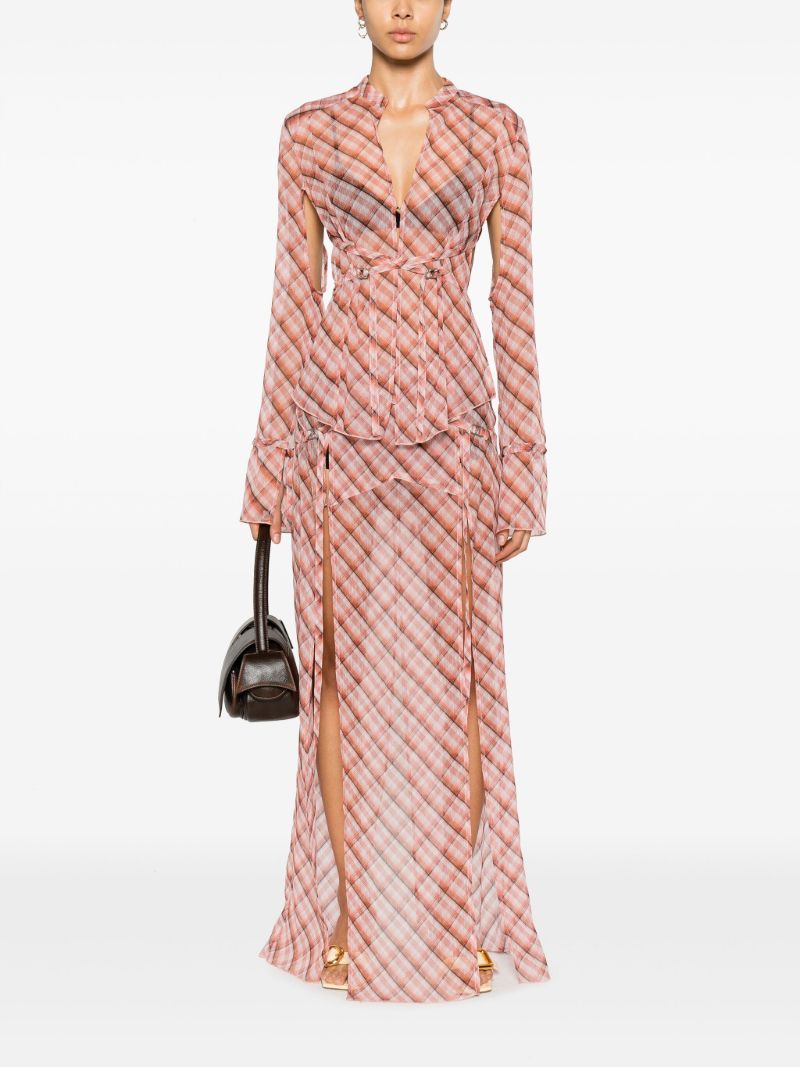 Pink Thrall Checked Maxi Skirt