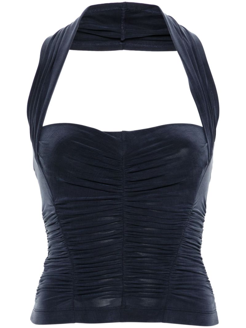 Blue Halterneck Jersey Top