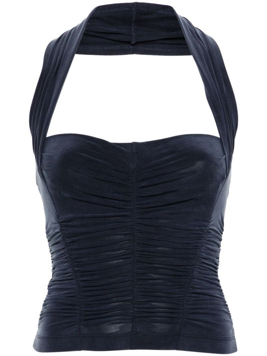 Blue Halterneck Jersey Top