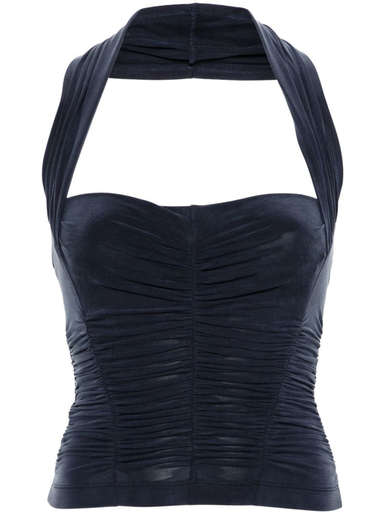 Blue Halterneck Jersey Top