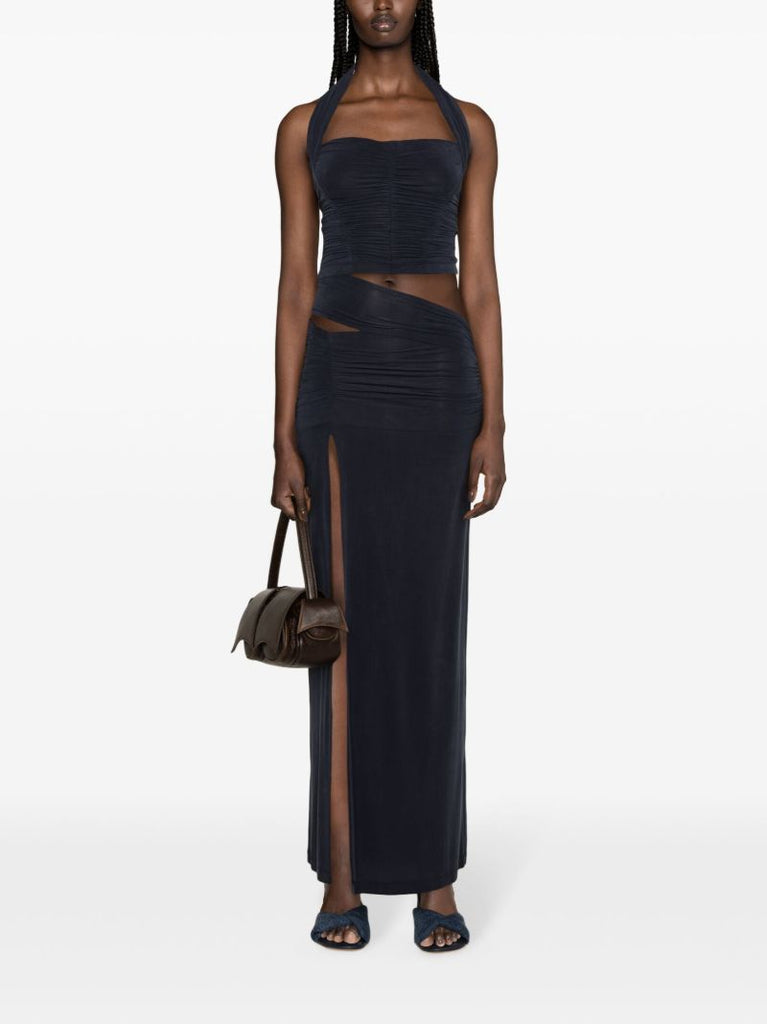 Blue Halterneck Jersey Top