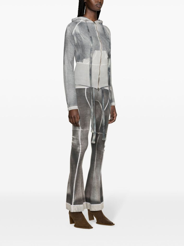 Grey Raze Panelled Flared Trousers