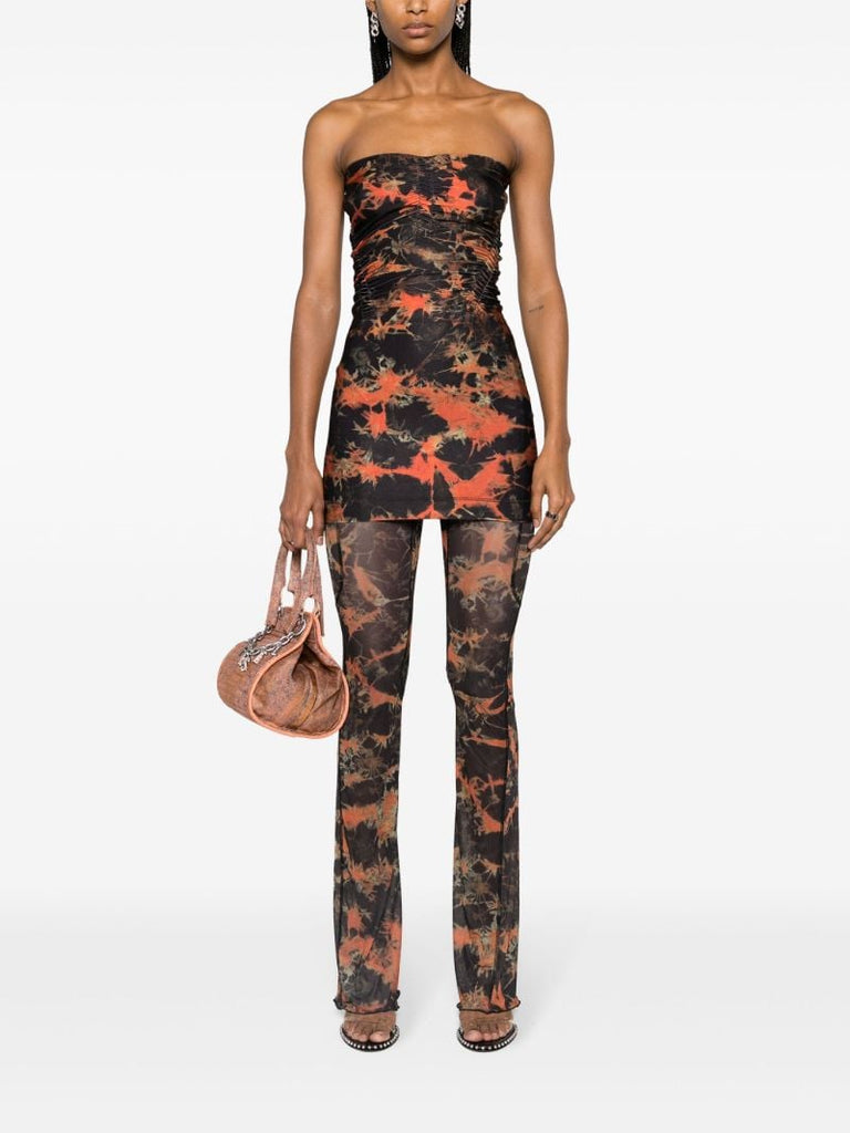 Black Skinn Acid Flame-print Mini Dress
