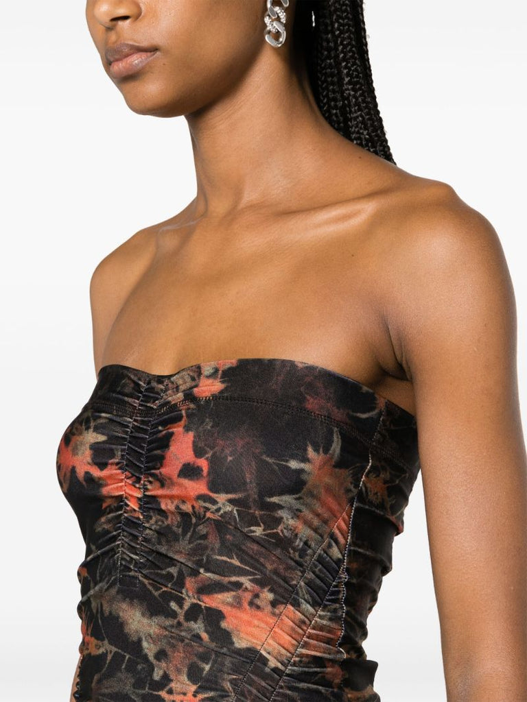Black Skinn Acid Flame-print Mini Dress