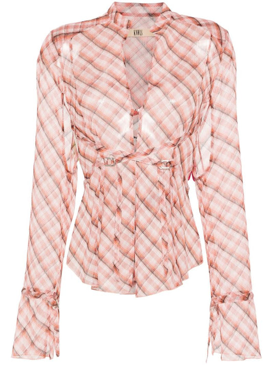 Pink Thrall Checked Blouse