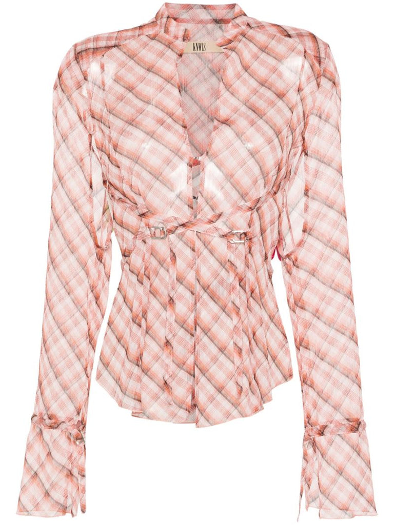 Pink Thrall Checked Blouse