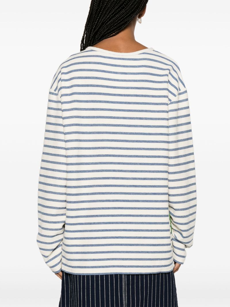Multicolour Striped Grape-print Cotton T-shirt