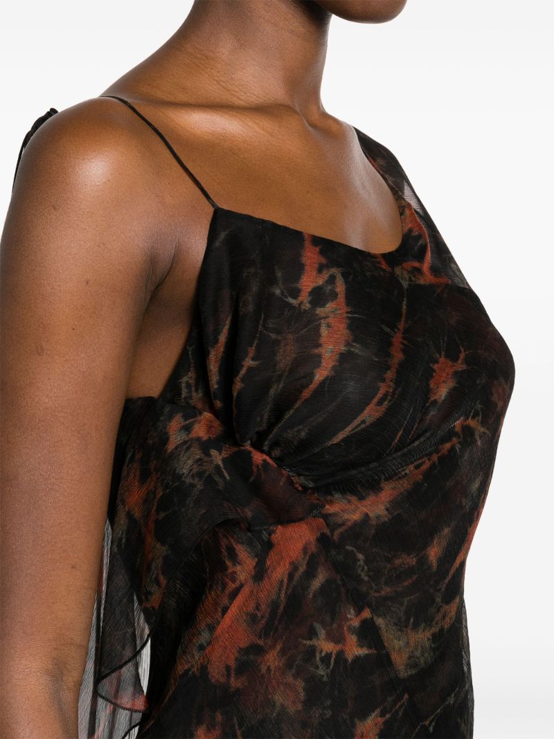 Black Fuel Asymmetric Silk Dress