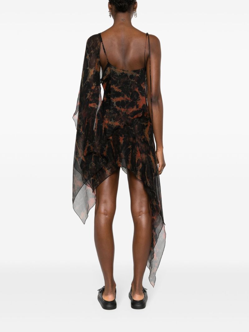 Black Fuel Asymmetric Silk Dress