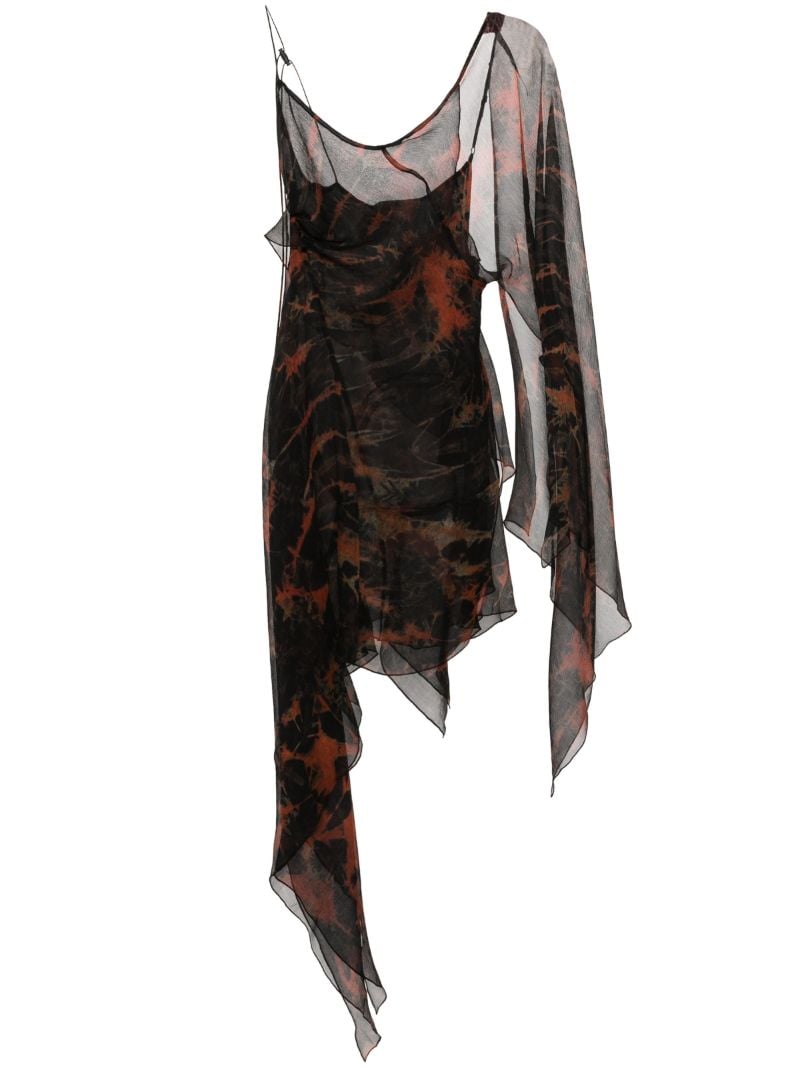 Black Fuel Asymmetric Silk Dress