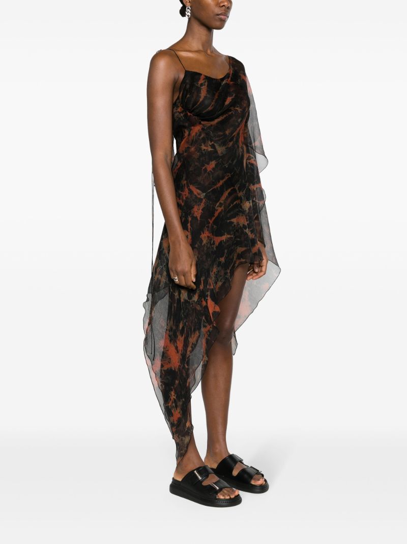 Black Fuel Asymmetric Silk Dress