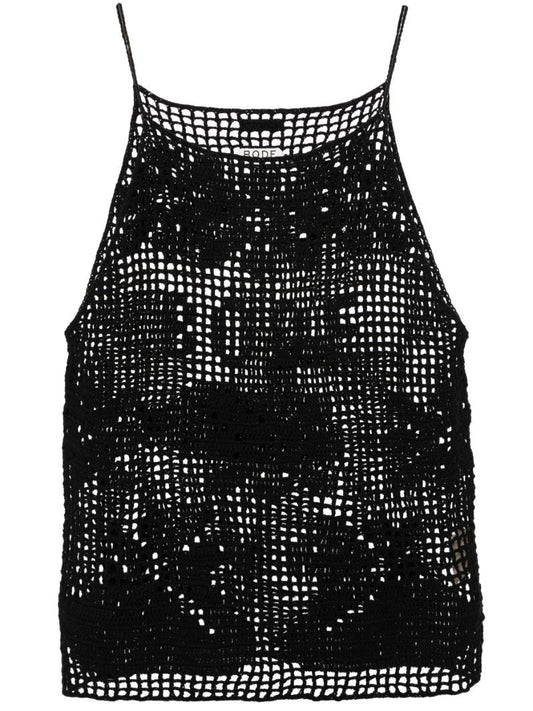 Black Mansfield Crochet-knit Tank Top