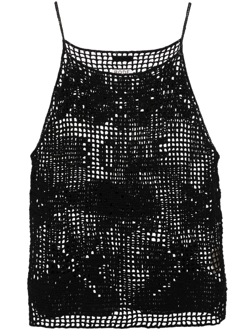 Black Mansfield Crochet-knit Tank Top