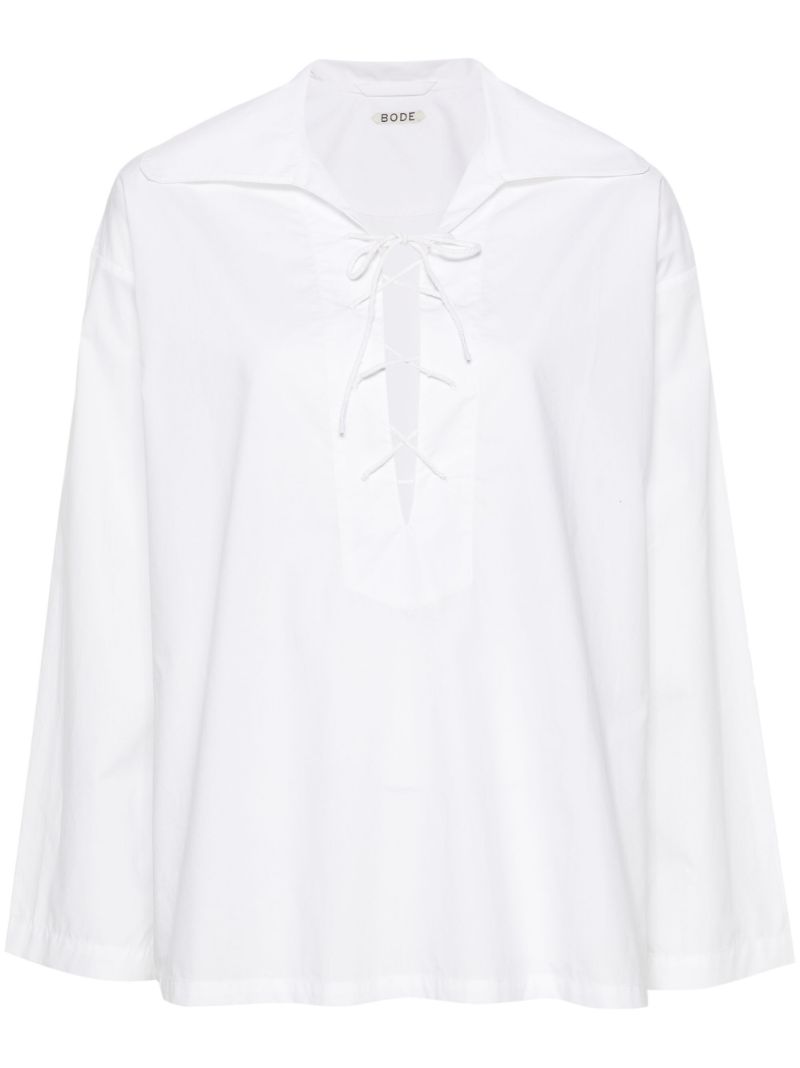 White Bonnie Lace-up Cotton Shirt