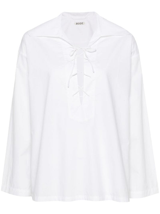White Bonnie Lace-up Cotton Shirt
