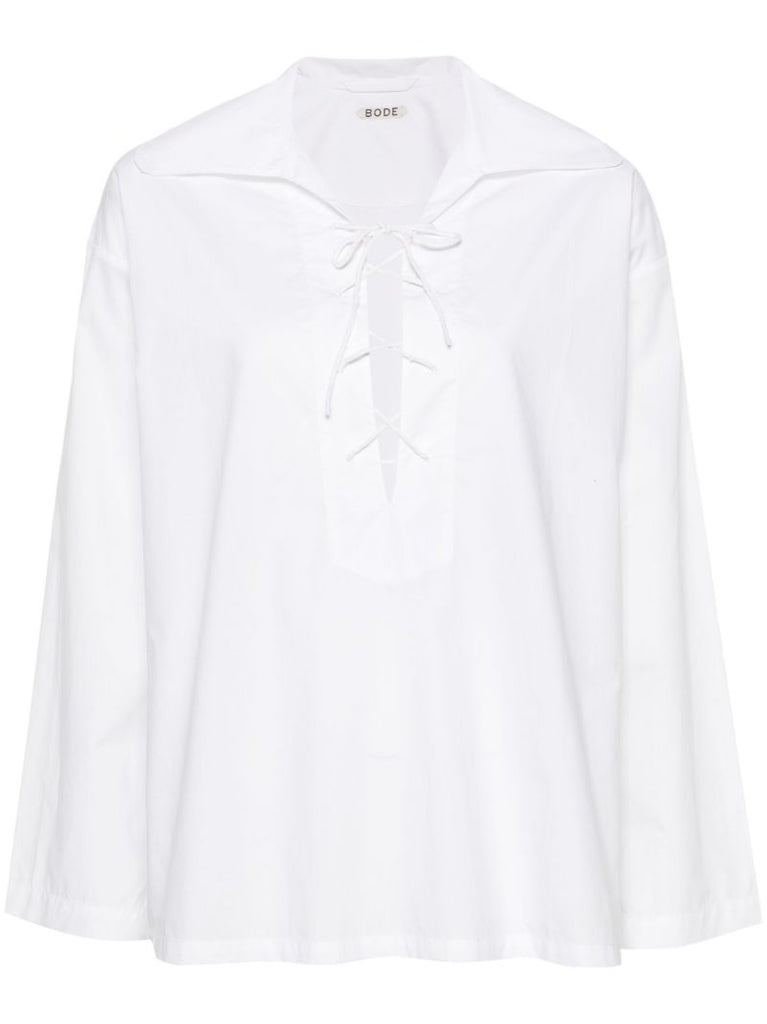 White Bonnie Lace-up Cotton Shirt