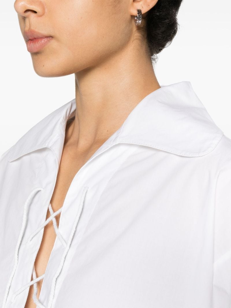 White Bonnie Lace-up Cotton Shirt