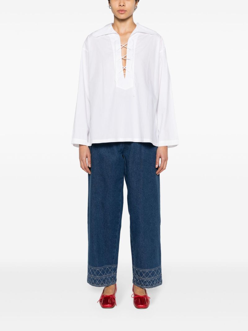 White Bonnie Lace-up Cotton Shirt