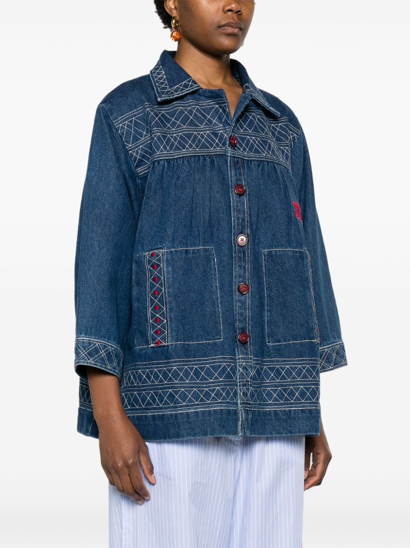 Blue Quincy Motif-embroidered Denim Jacket