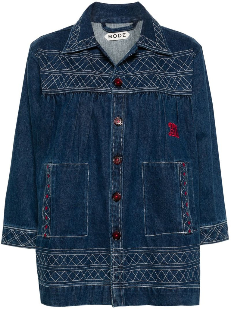 Blue Quincy Motif-embroidered Denim Jacket