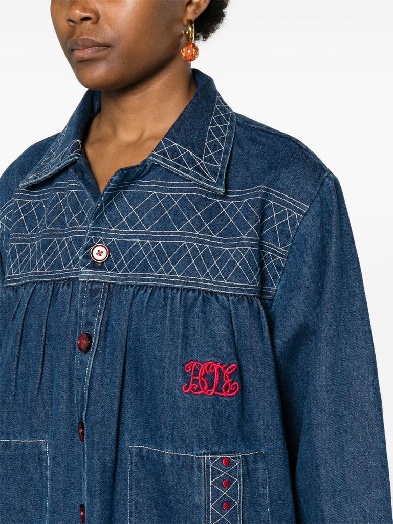 Blue Quincy Motif-embroidered Denim Jacket