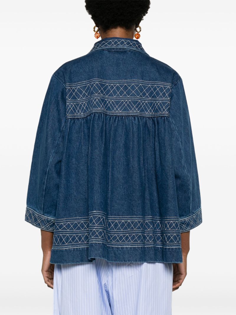 Blue Quincy Motif-embroidered Denim Jacket