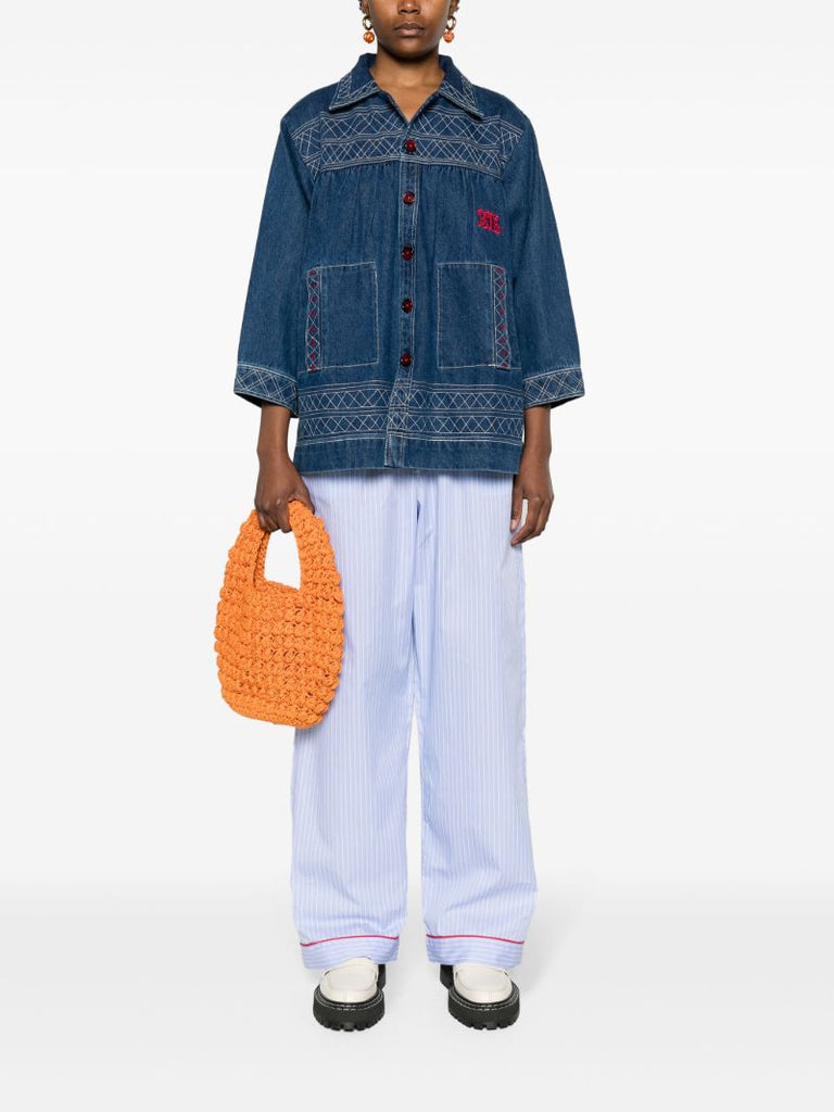 Blue Quincy Motif-embroidered Denim Jacket