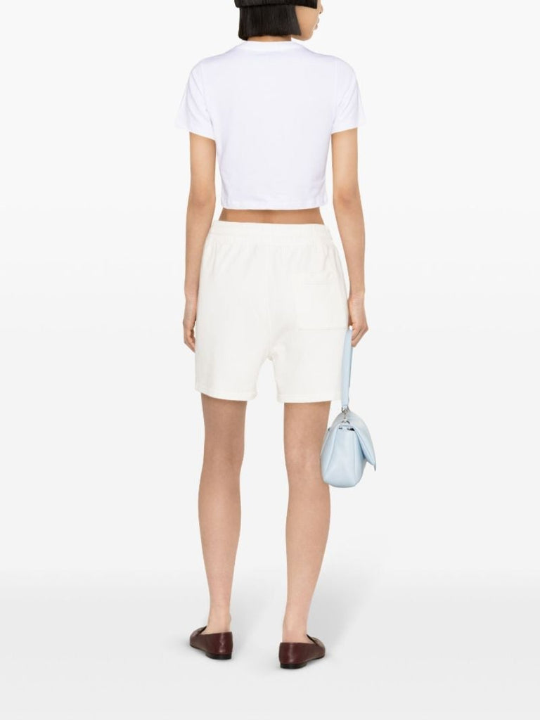 White Logo Embroidered Track Shorts