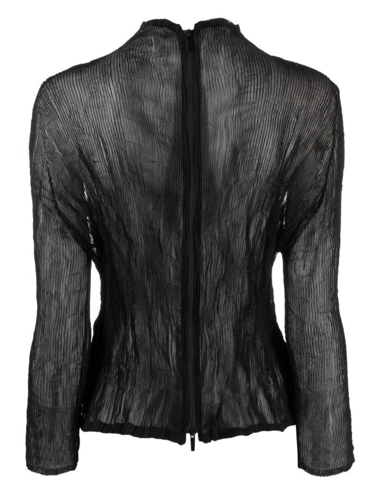 Black Chiffon Twist PlissÃ_x0083_Â© Top