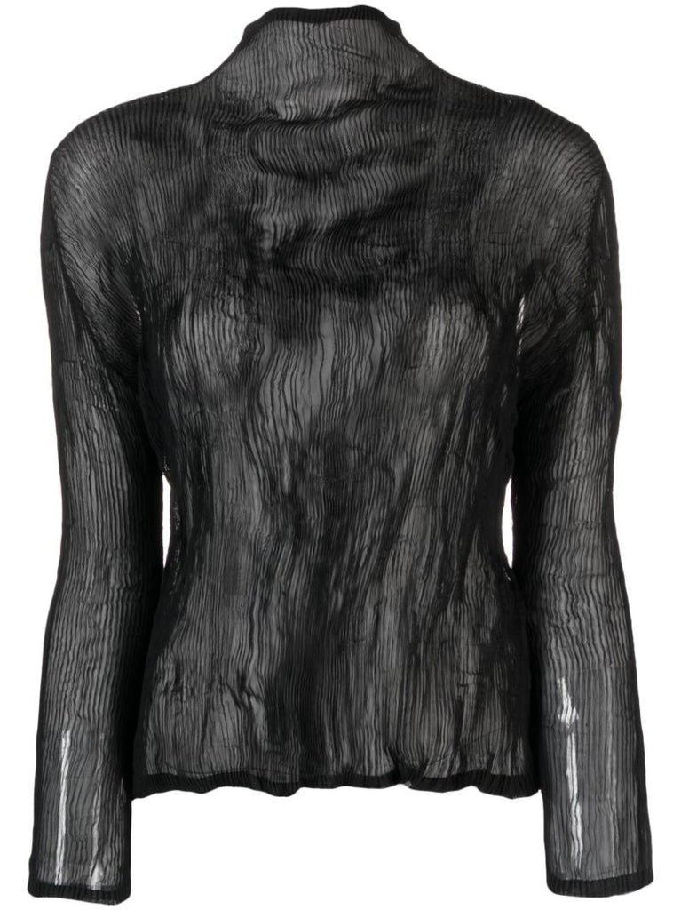 Black Chiffon Twist PlissÃ_x0083_Â© Top